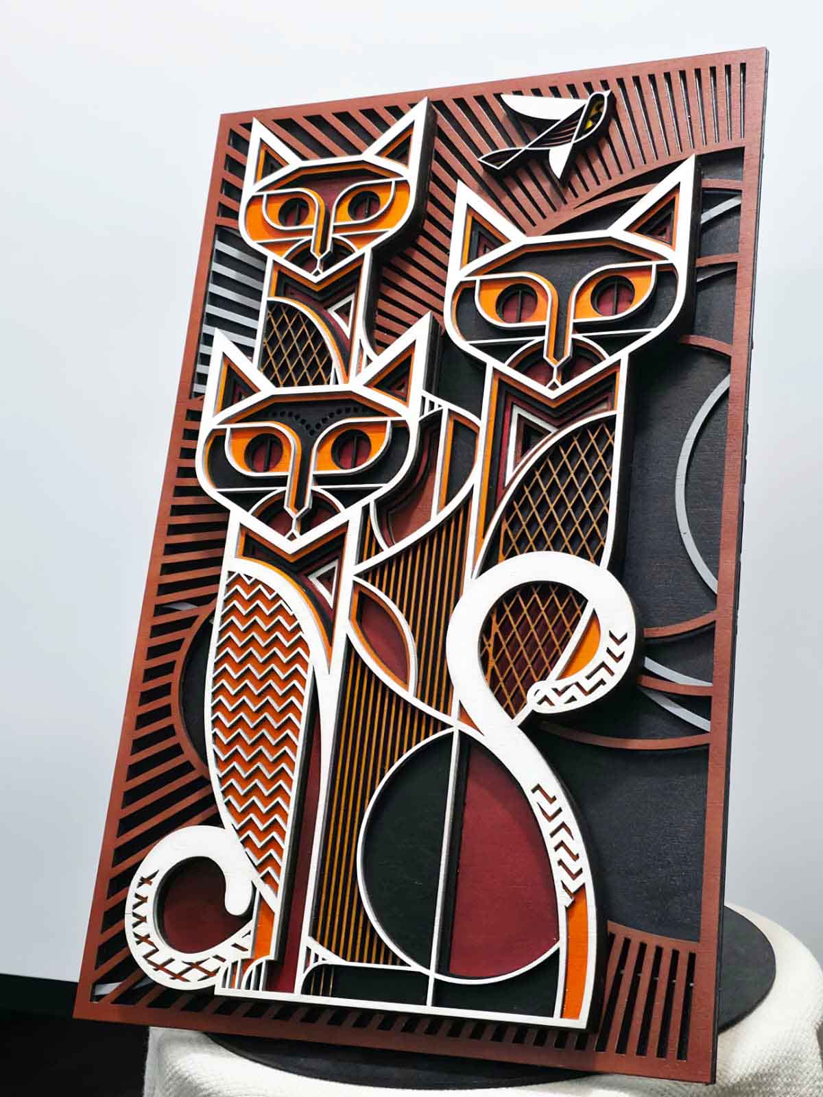 Crazy cats - mandala din lemn