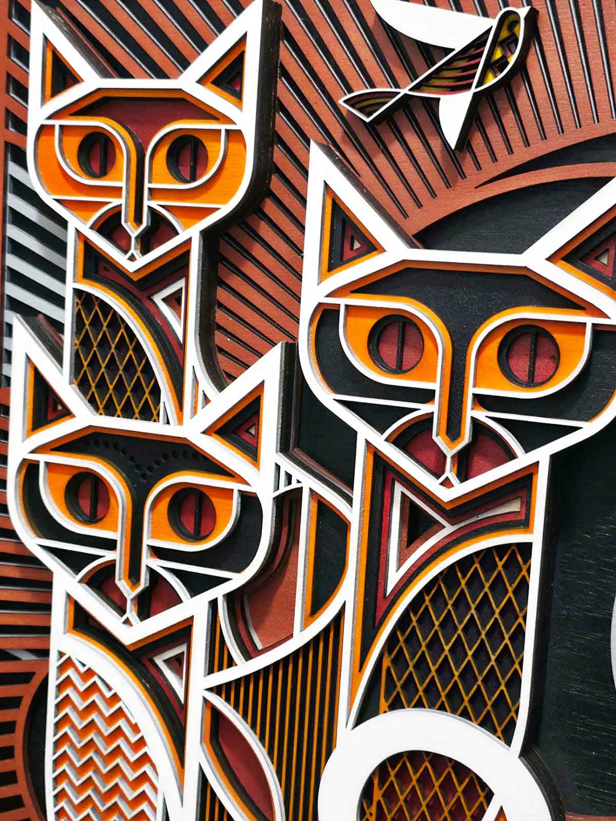 Crazy cats - mandala din lemn