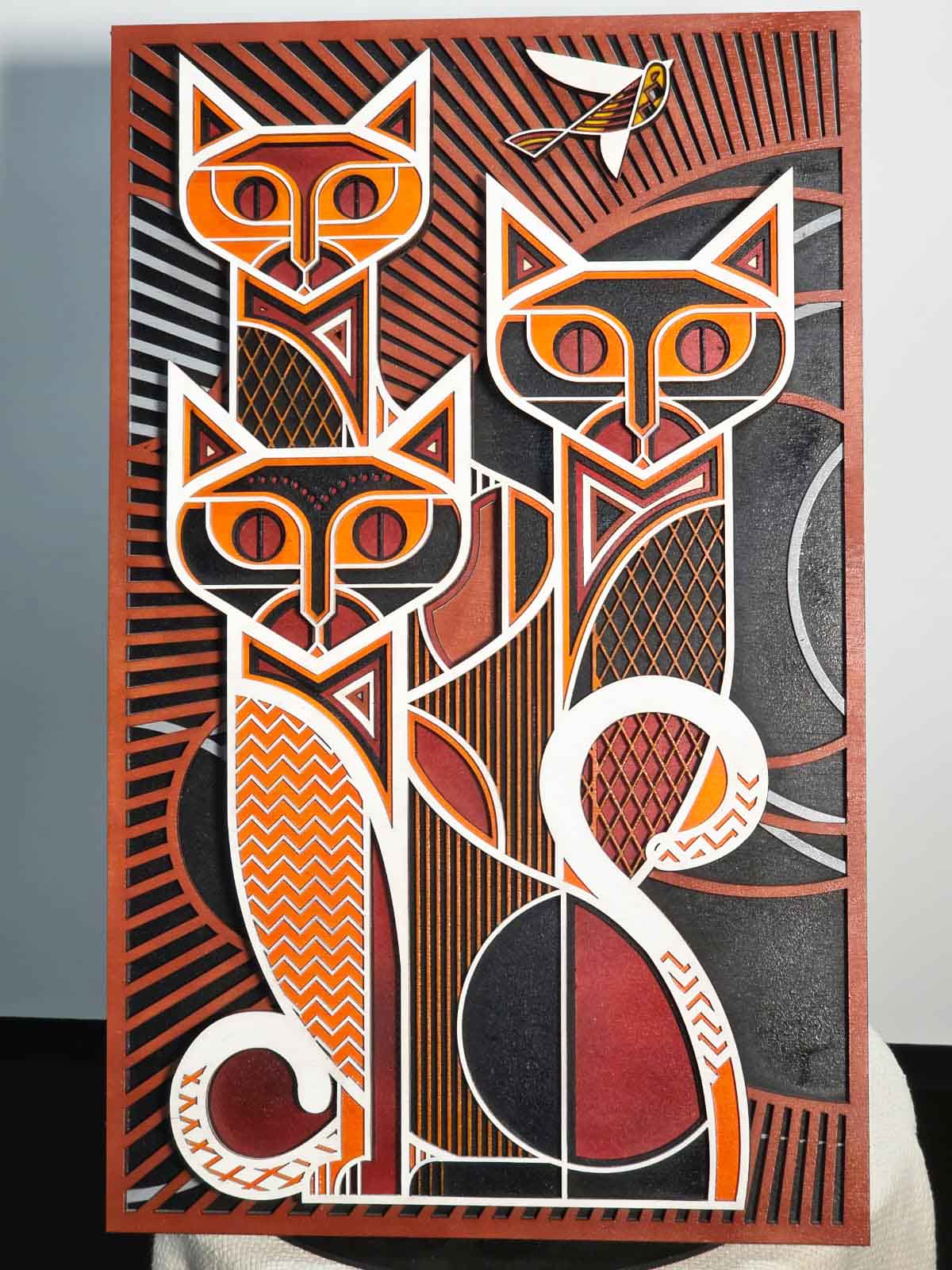 Crazy cats - mandala din lemn