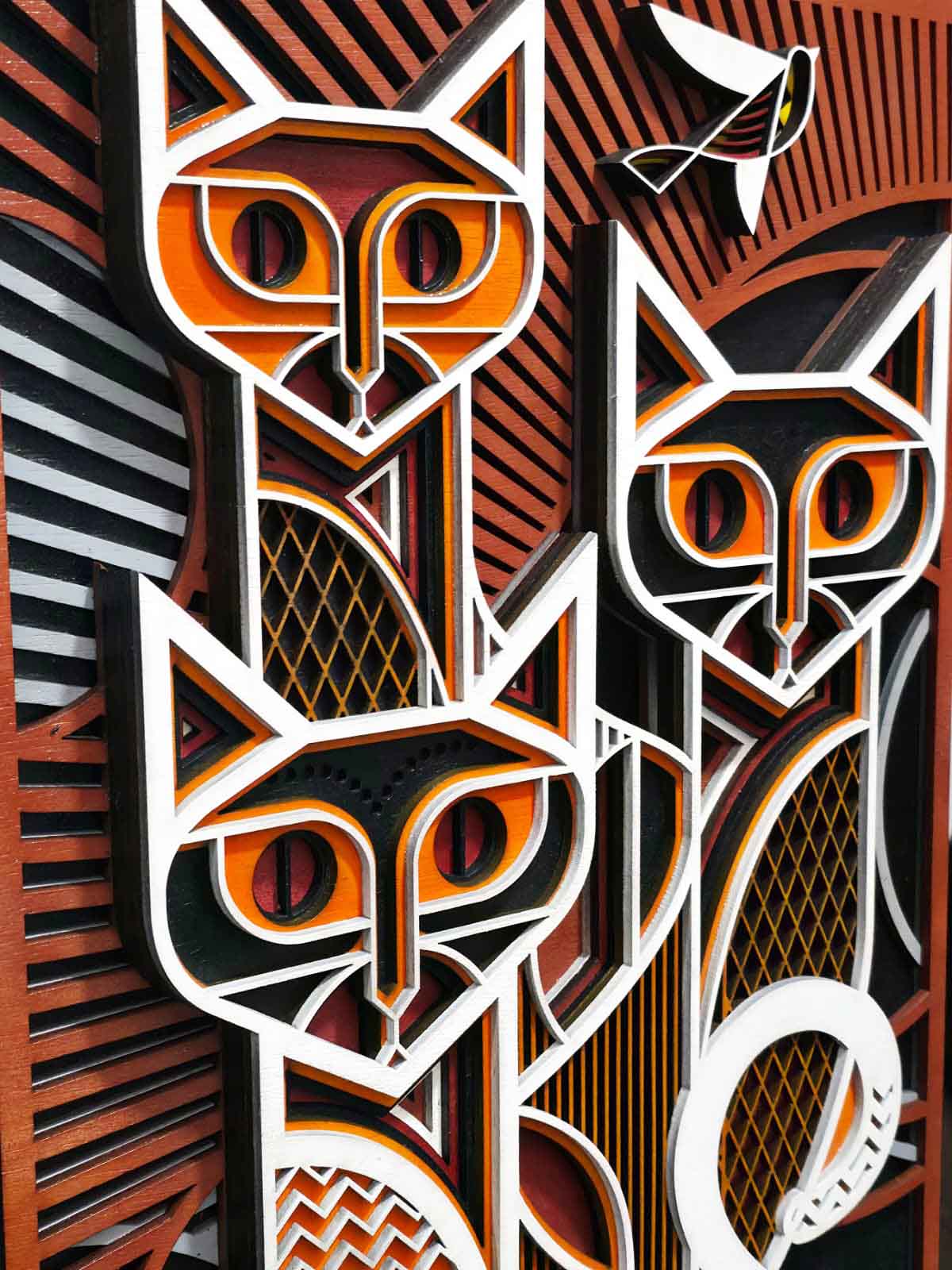 Crazy cats - mandala din lemn