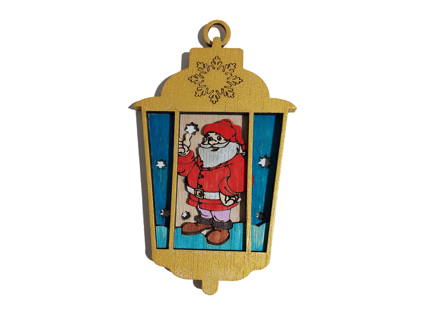 Felinar cu Moș Crăciun 19x10 cm - set de colorat și lipit