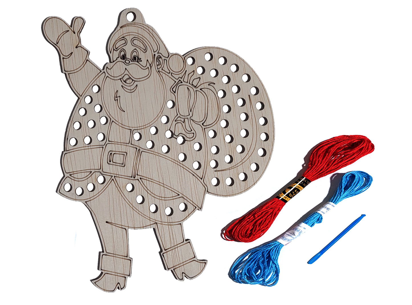 Moș Crăciun 17x17 cm - set pentru cusut cu ațe și ac incluse