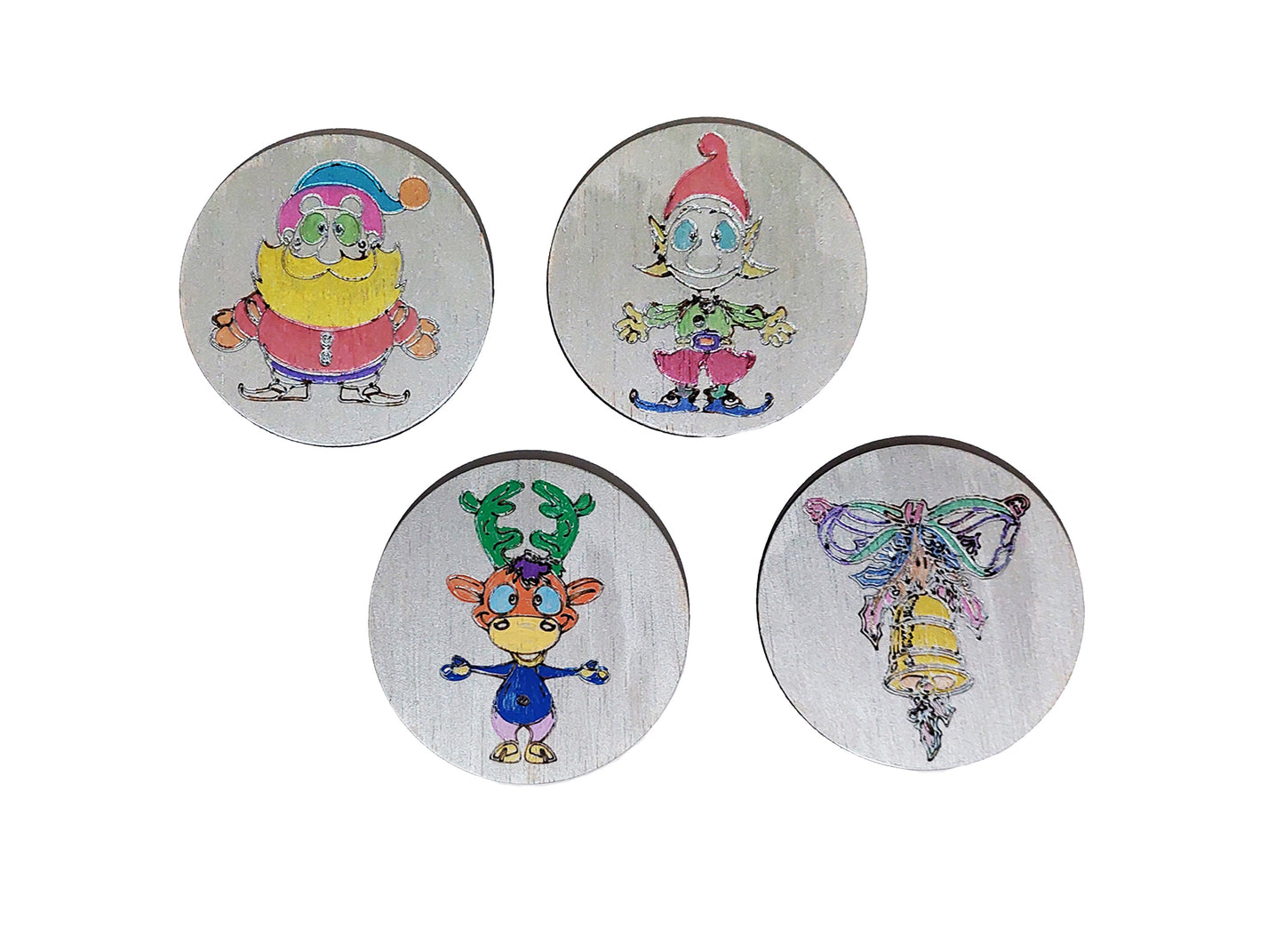 Set de 4 magneți Team Santa 8x8 cm