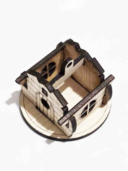 Căsuța lui Moș Crăciun 7x6x5 cm- glob de agățat în brad - set de asamblat