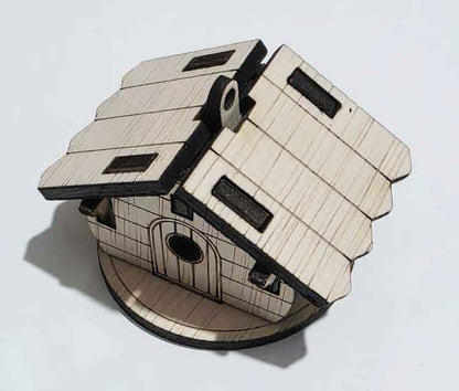 Căsuța lui Moș Crăciun 7x6x5 cm- glob de agățat în brad - set de asamblat