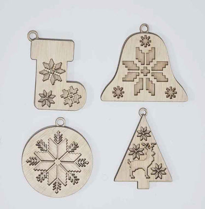 Set de 4 decorațiuni pentru Crăciun - Folk B 10x9 cm